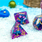 Purple w/Blue Starfish Dice 7-Dice Set Resin Dungeons and Dragons Dice - 