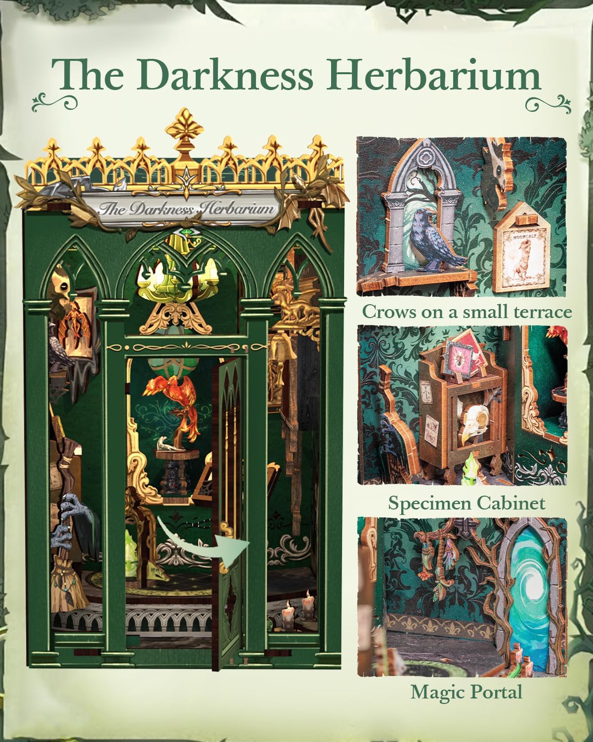 The Darkness Herbarium Dollhouse Kit - Miniature Wizardi Roombox Book Nook Kit Kit