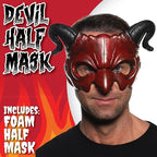 Adult Red and Black Devil Foam Masquerade Costume Mask With Horns