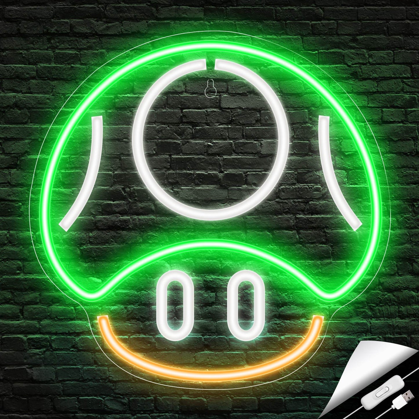 Gaming Neon Sign - LED Neon Light for Game Room Decoration | Teen Gamer Gift - Mushroom1_Green