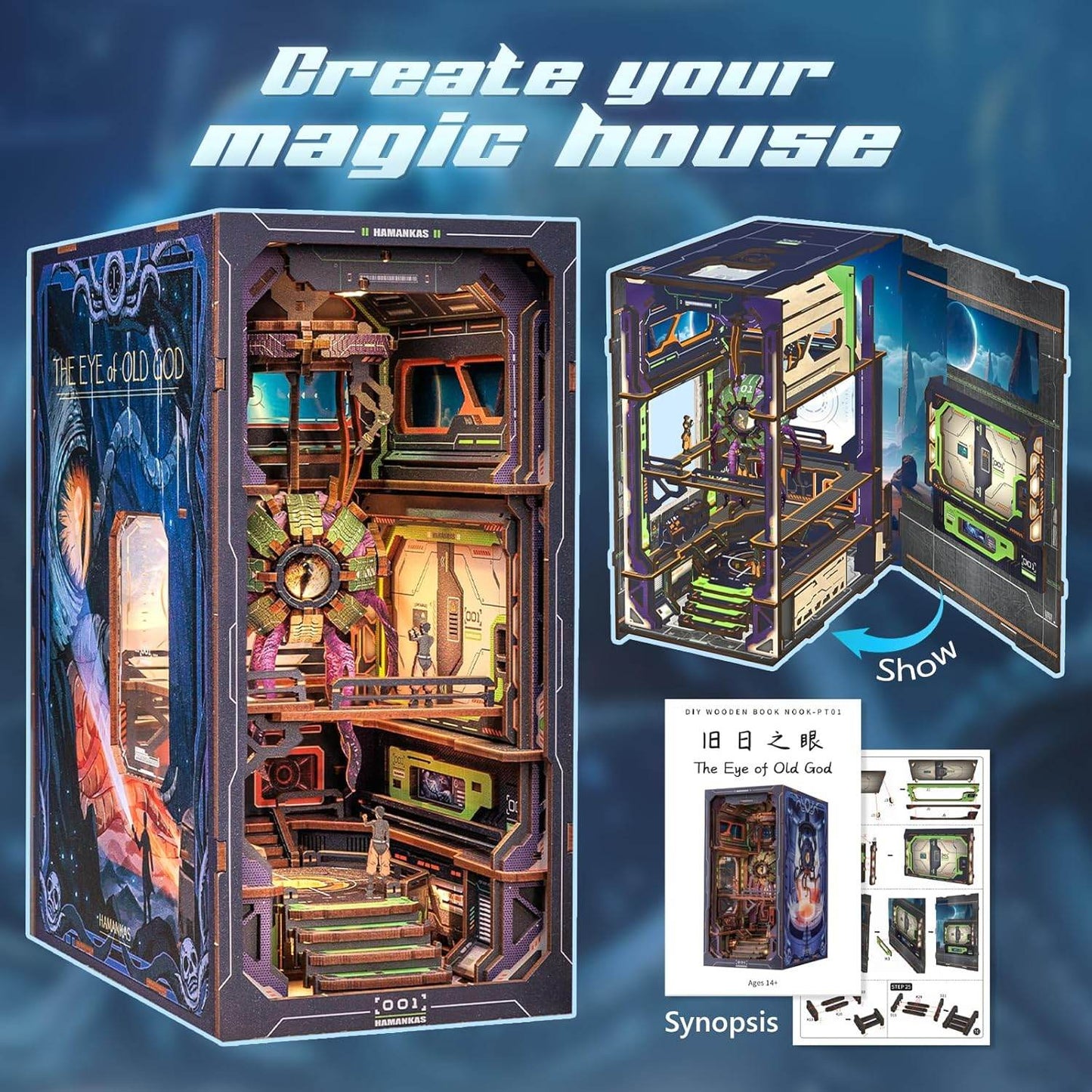 Book Nook Wizardi Miniature - The Eye of Old God Roombox Kit - 