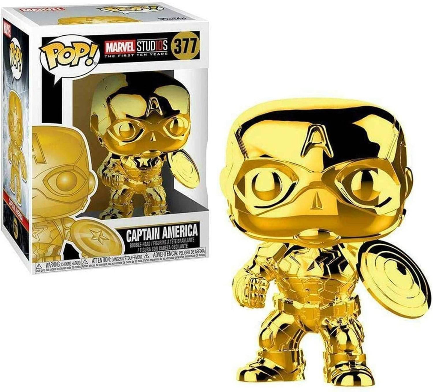 Funko Pop Marvel: Marvel Studios 10 - Captain America (Gold Chrome) - 
