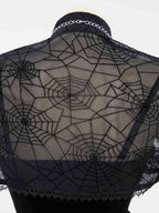 Gothic Vampire Costume - Women's Bodycon Dress with Spiderweb Cloak and Accessories