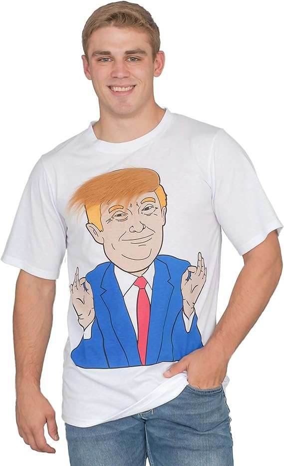 Costume Agent Former President 3D Hair White T-Shirt - S