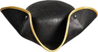 Pirate Hat Faux Leather Tricorn Colonial Renaissance Halloween Costume Cosplay Accessory - Brown