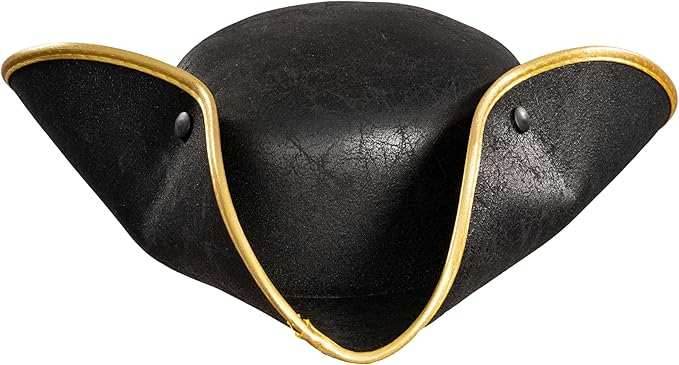Pirate Hat Tricorn Faux Leather Colonial Renaissance Halloween Cosplay Costume Hat - Brown
