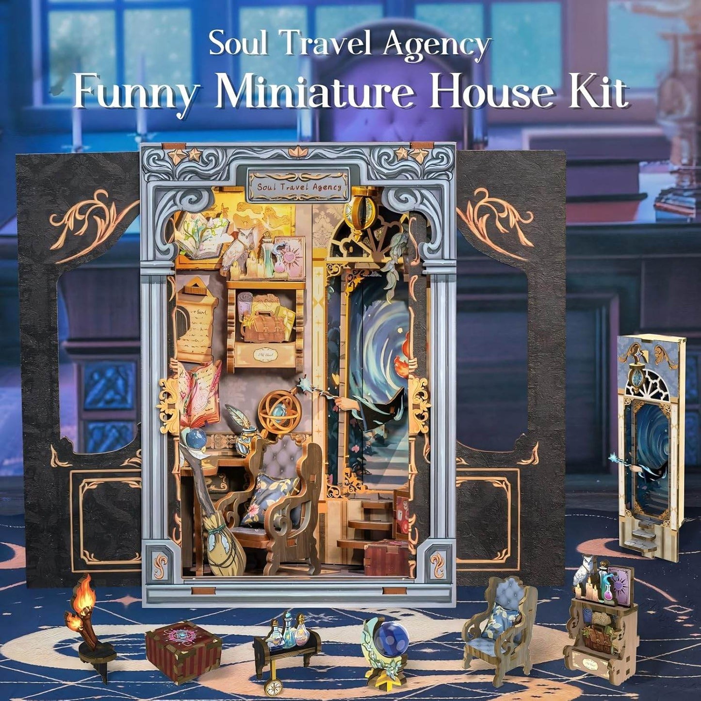 Book Nook Wizardi Miniature - Soul Travel Agency Roombox Kit - 