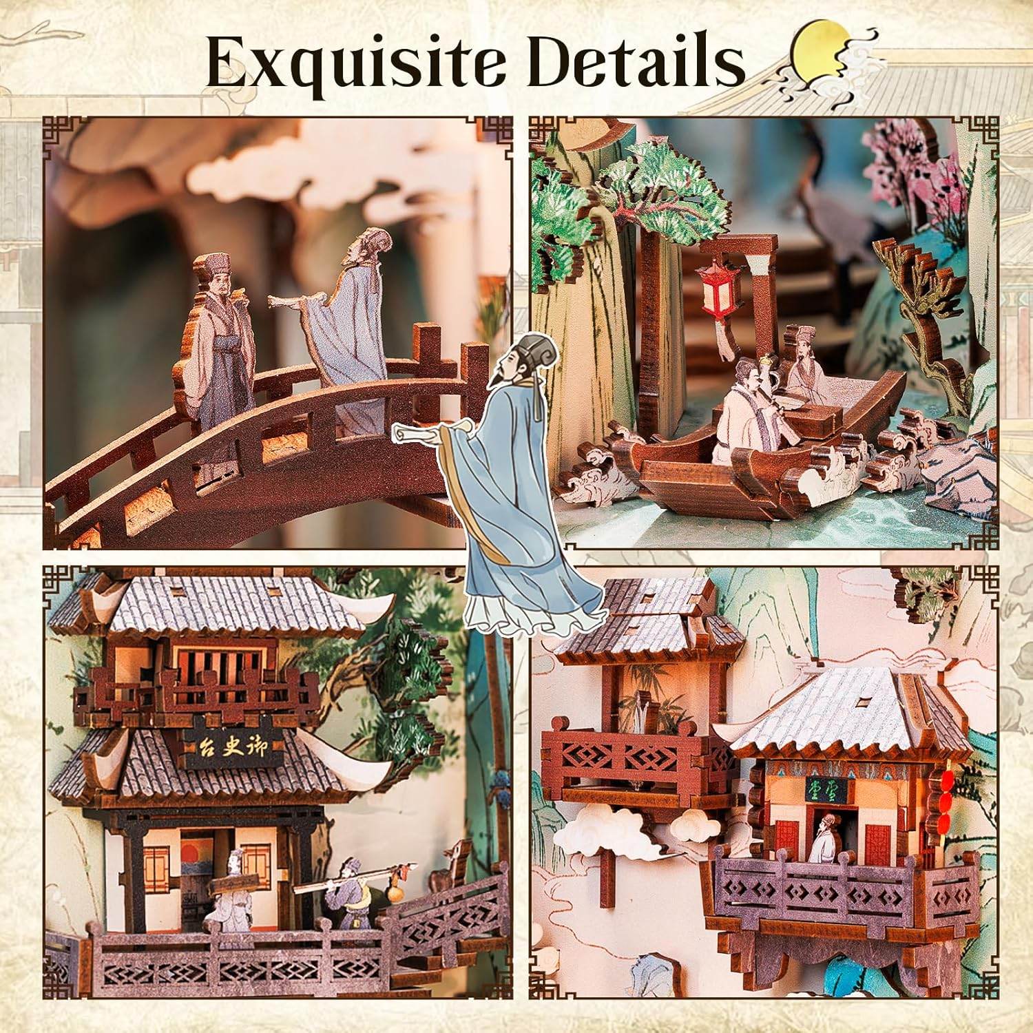 Book Nook Wizardi Miniature - Su Dongpo's Life Roombox Kit - 