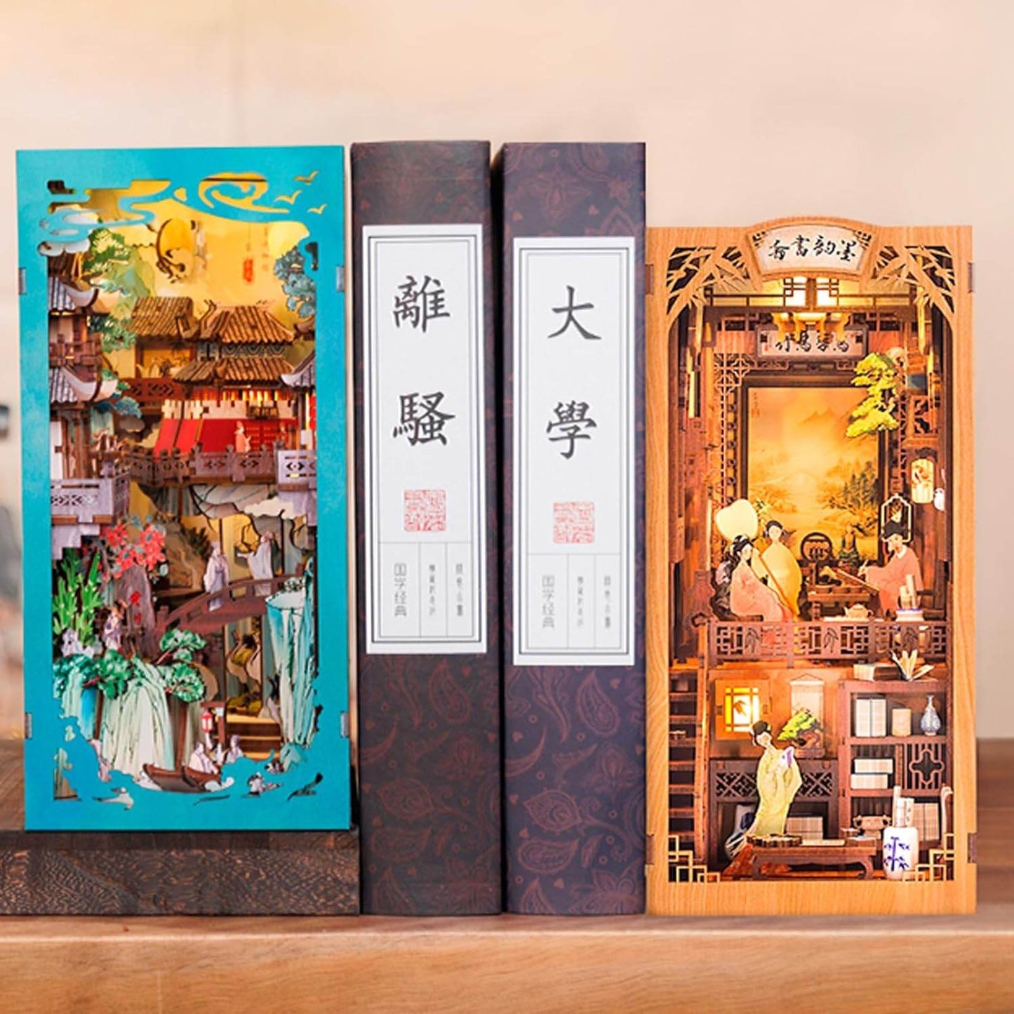 Book Nook Wizardi Miniature - Chinese Bookstore Roombox Kit - 