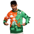 3D T-Rex Santa Hat Light UP Sweater