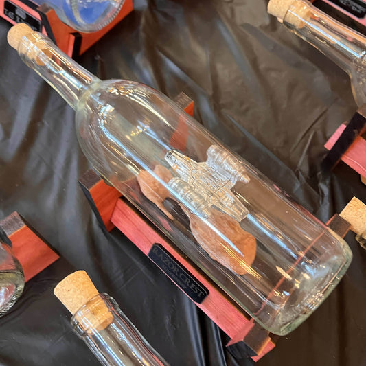 Star Wars Razor Crest in a Wine Bottle - With Stand