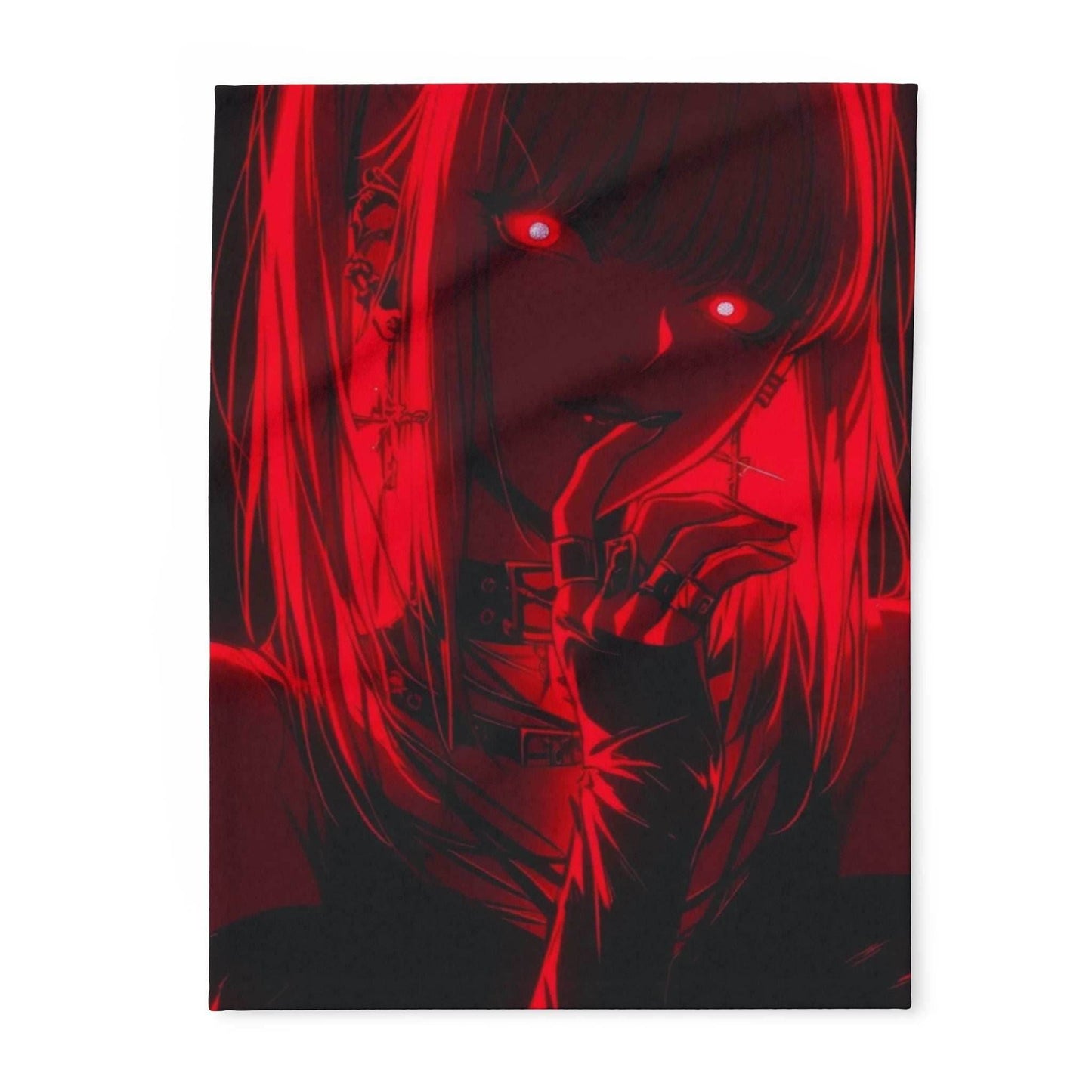 Dn missa Cozy Arctic Fleece Blanket with Striking Red Design - Perfect for Gifting, Home Décor, Anime Nights, Cozy Evenings, Horror Lovers - 30'' × 40''