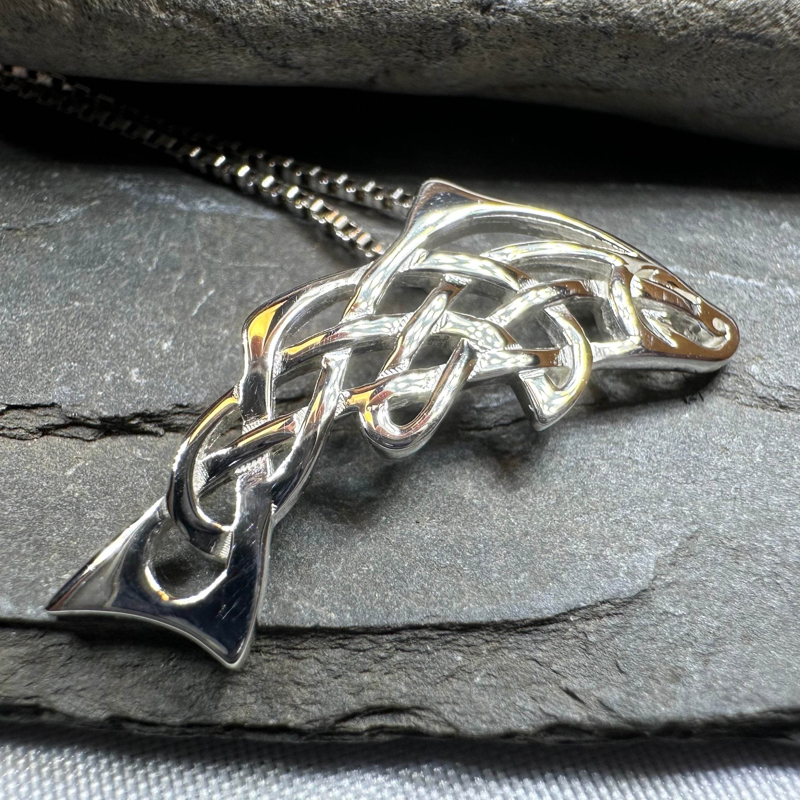 Celtic Salmon of Knowledge Necklace - 18