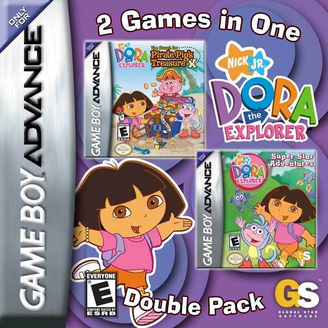 2 Games in 1 Double Pack - Dora The Explorer: The Search for Pirate Pig's Treasure/Super Star Adventures (Gameboy Advance) - Game Only