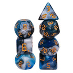 Blue Warrior 7-Dice Dnd Dice Blue | White w/Gold Numbers Set - 