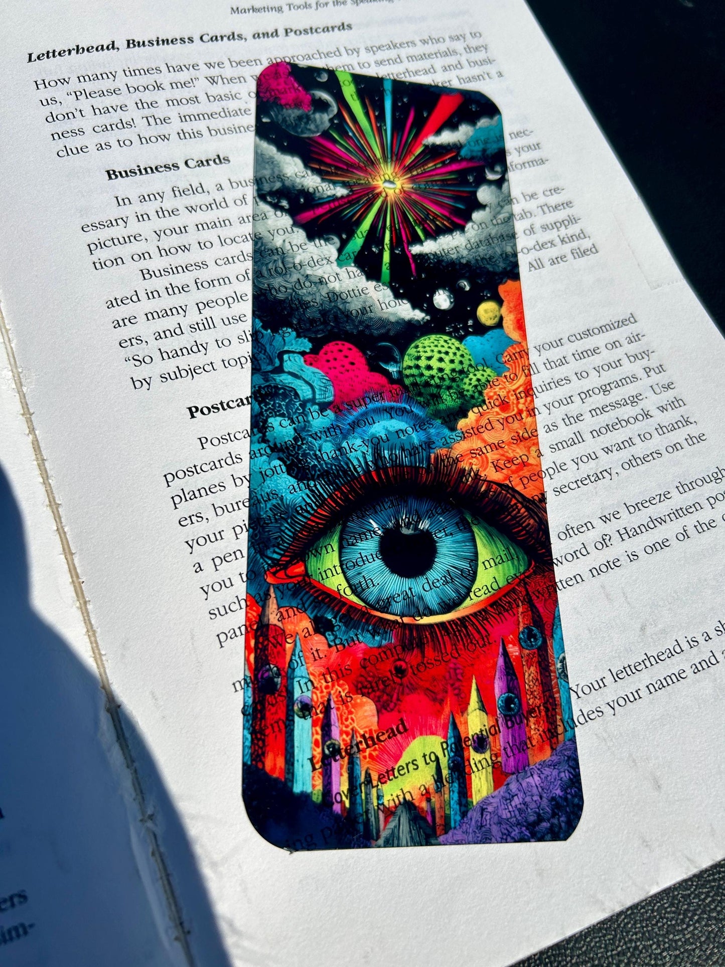All-Seeing Eye Bookmark – Mystical Illuminati, Night Scene Art for Readers, Writers & Spiritual Seekers