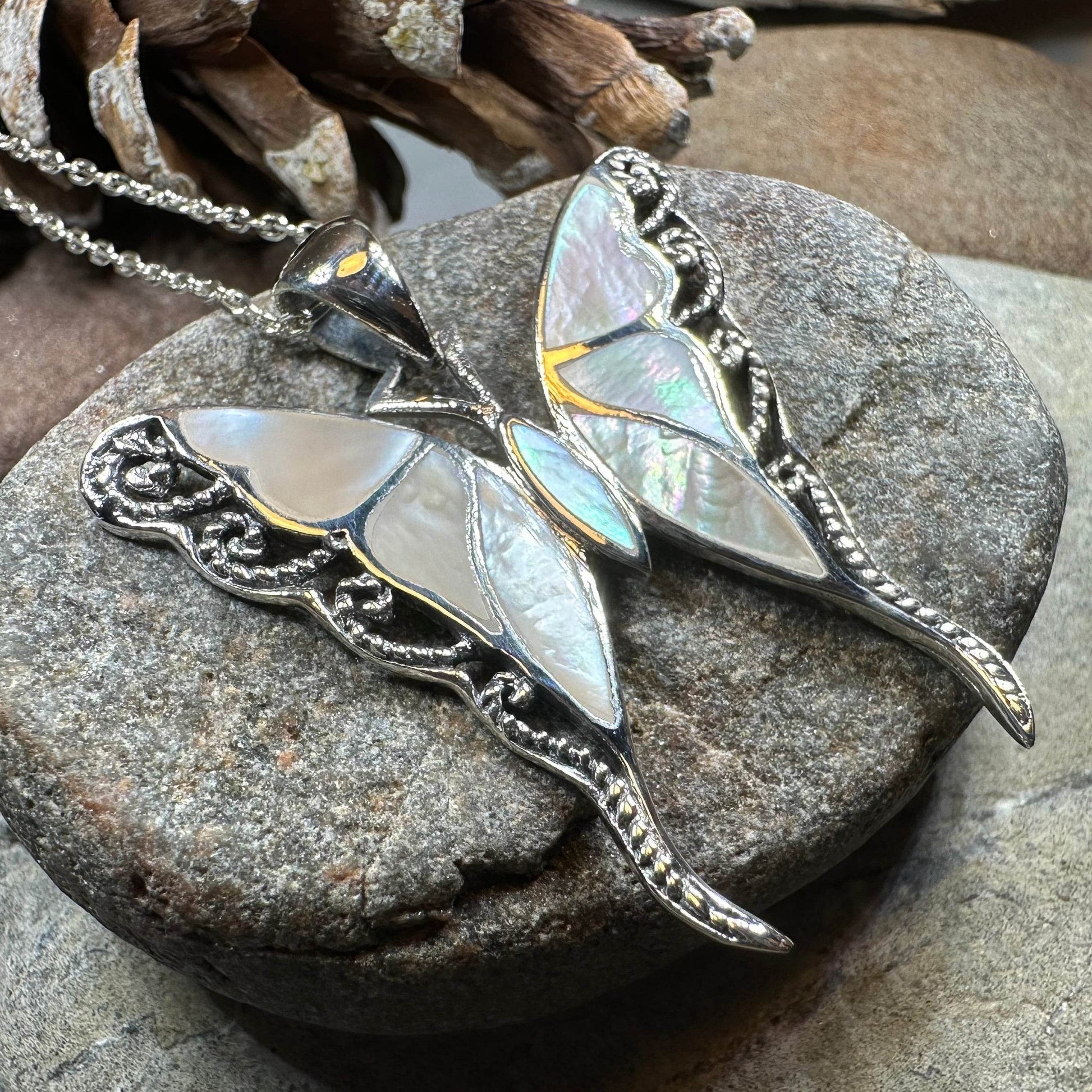 Whitney Butterfly Necklace - mother of pearl
