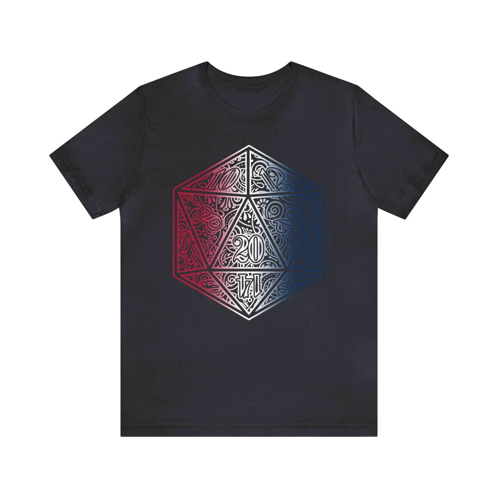 Red, White, and Blue Ombre Ornamental Dice Shirt - Dark Grey / S