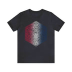 Red, White, and Blue Ombre Ornamental Dice Shirt - Dark Grey / S