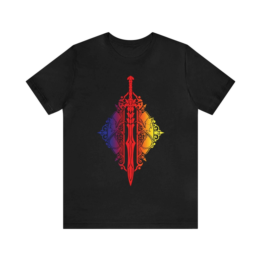 Sunset Ombre Dragon and Sword Shirt - Black / S