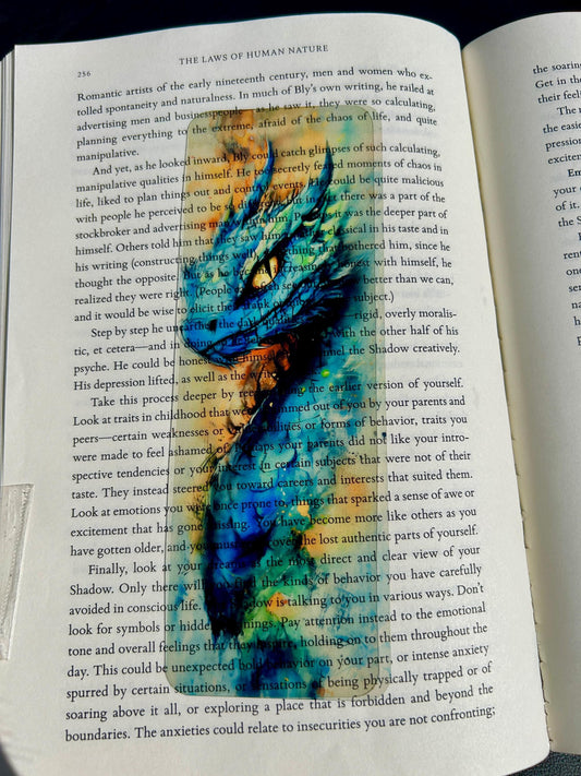Basilisk Bookmark – Watercolor Dragon, Mythical Bookmark Design, Fantasy Creature Bookmark for Book Lovers