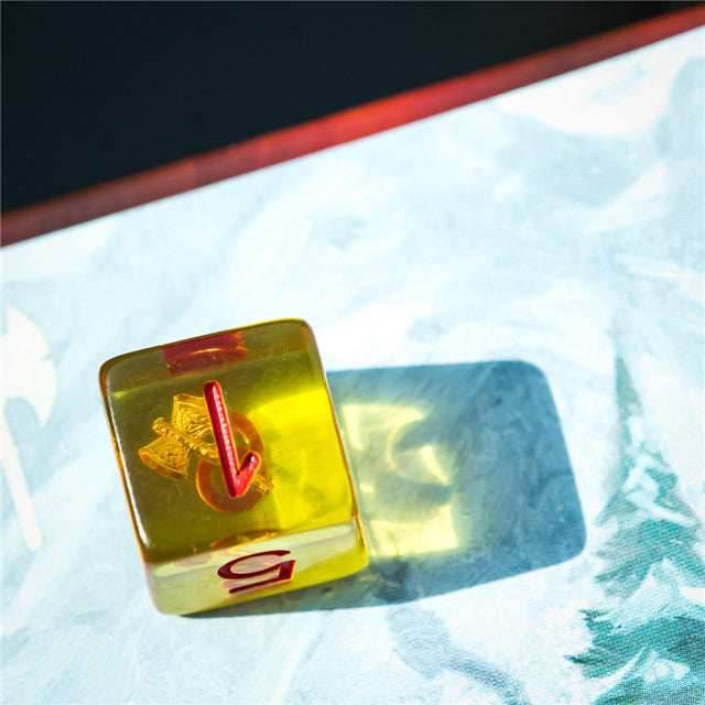 Barbarian (Axe) Yellow Dice w/ Golden Axe 7-Dice Set Rpg - 