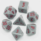 Grey Homage 7-Dice Set w/Red Numbers Minimalist - 