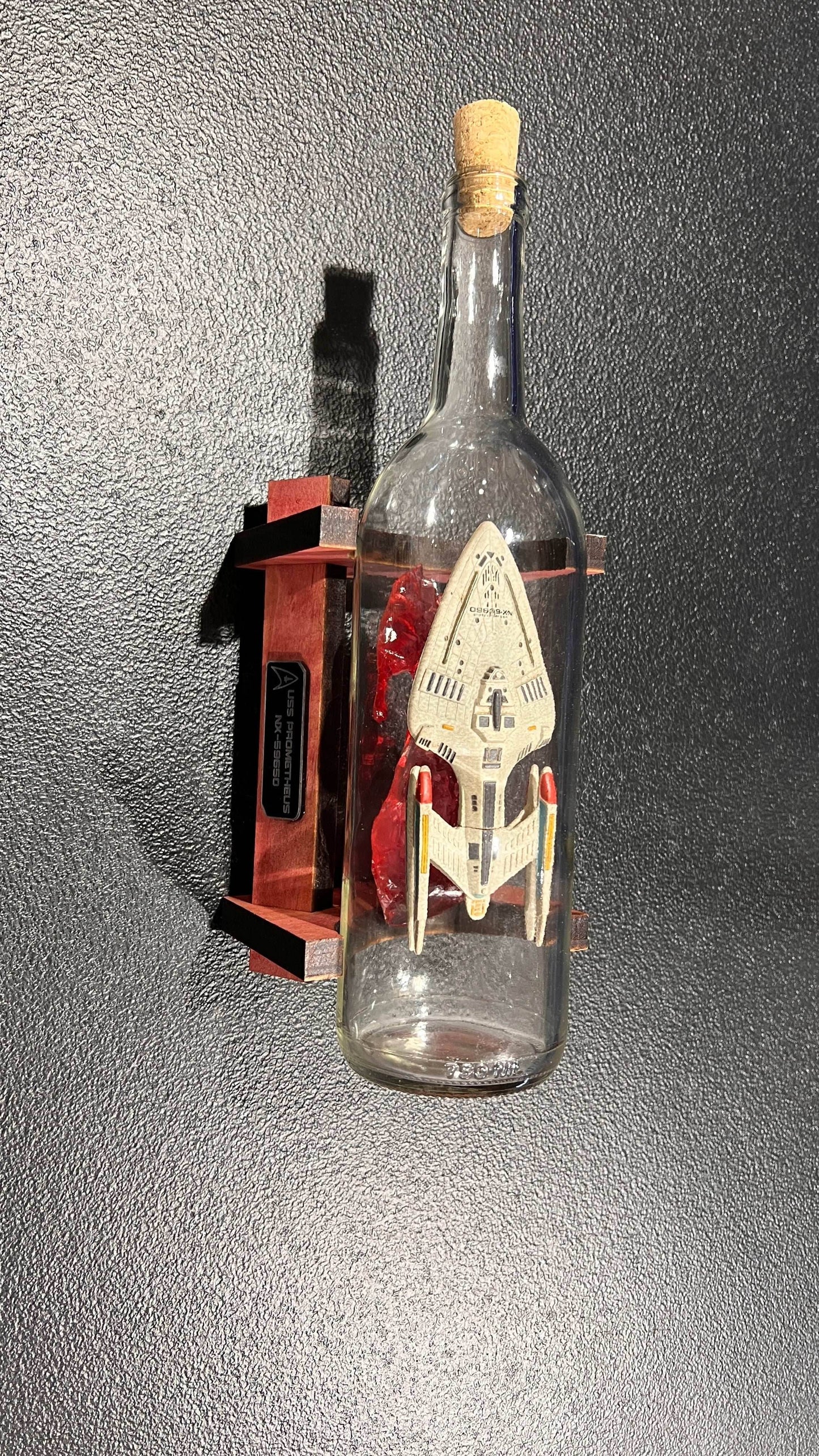 Star Trek USS Prometheus NX-59650 Starship in a Bottle - With Stand