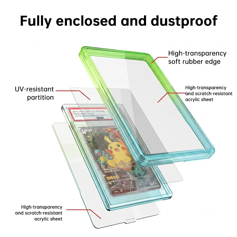 Glitter Gradient PSA Card Protector, Silicone Cover for PSA 35/10 Slabs, Sparkle TPU Sleeve for Pokémon