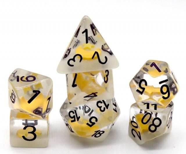 Moon and Star Glow in the Dark 7-Dice DND RPG Dice Set - 
