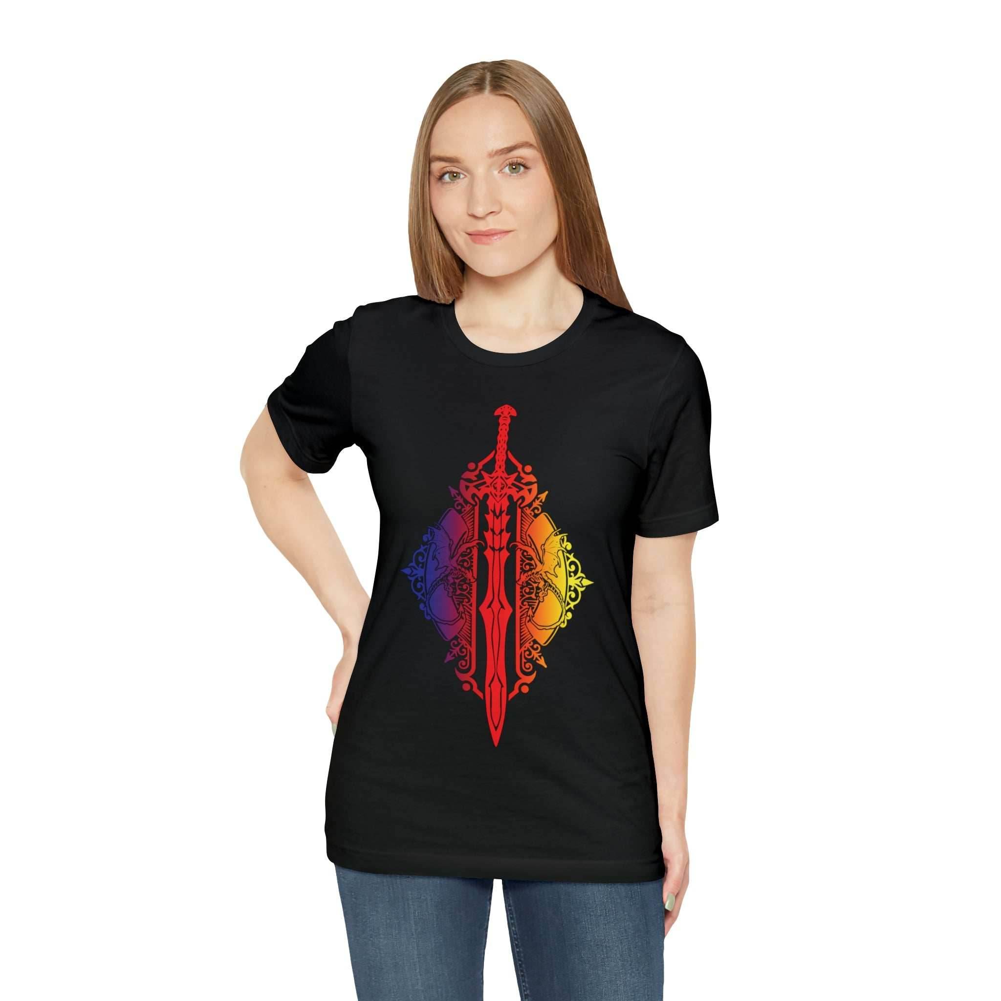 Sunset Ombre Dragon and Sword Shirt - Asphalt / S