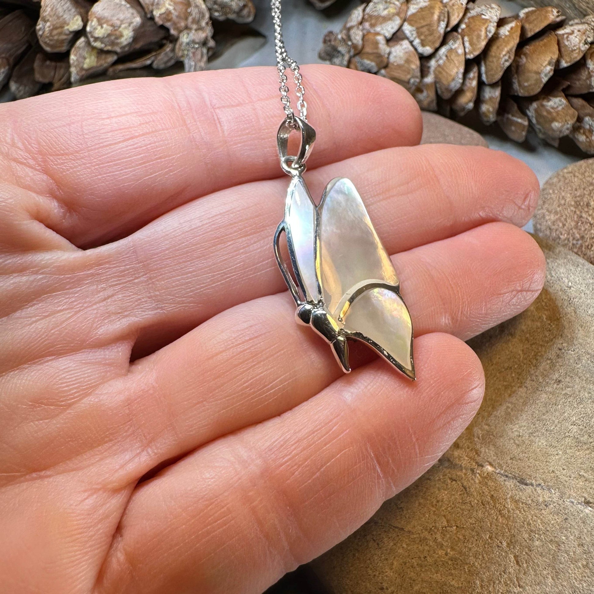 Sara Butterfly Necklace - blue abalone shell