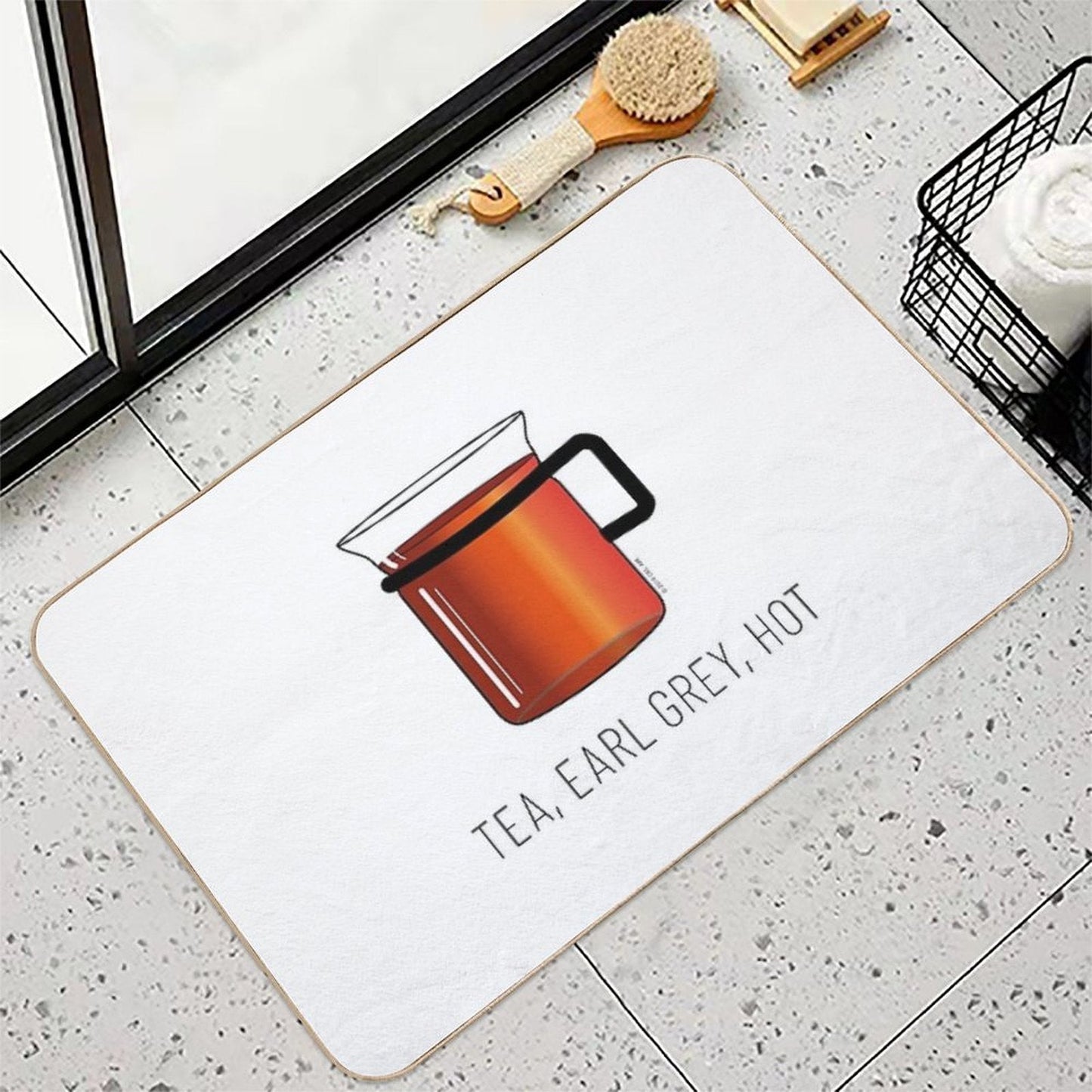 Tea, Earl Grey, Hot - Captain Picard, Star Trek TNG, (light Backgrounds)  Long-Lasting Bath Mat