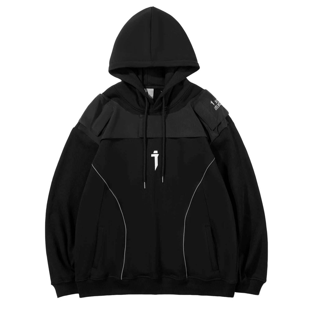 HiH29 Shadow Mixed Hoodie - Black / M
