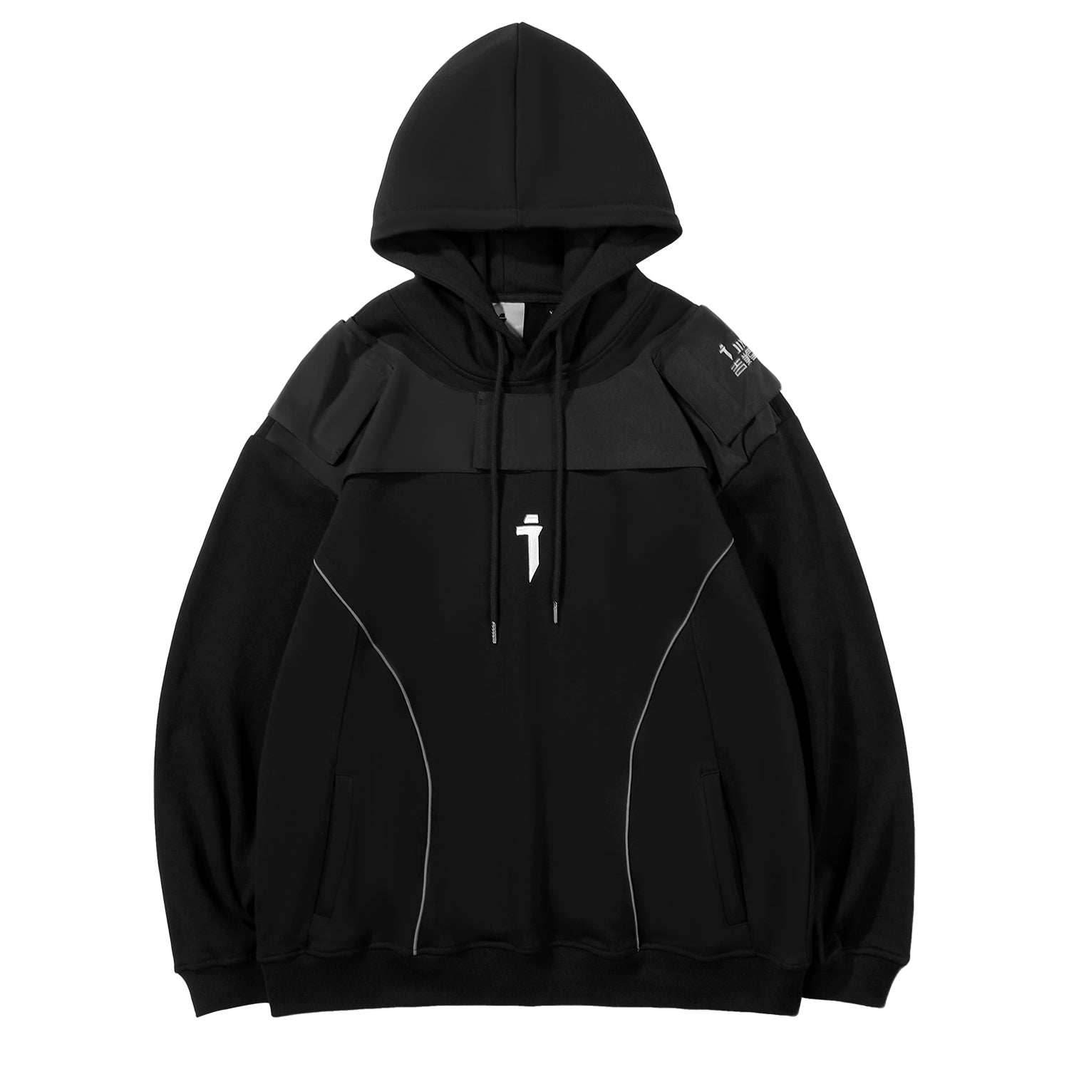 HiH29 Shadow Mixed Hoodie - Black / M
