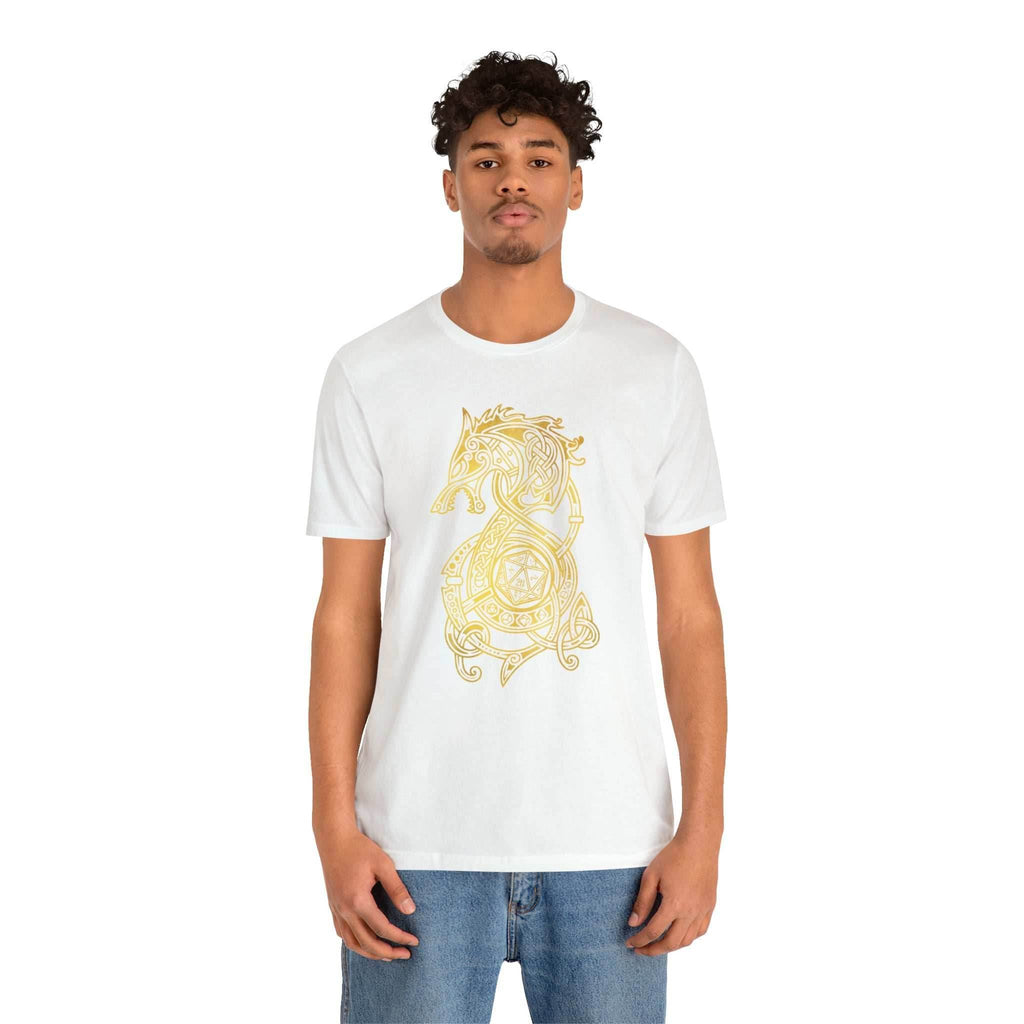 Golden Celtic Dice Dragon Shirt - Army / S