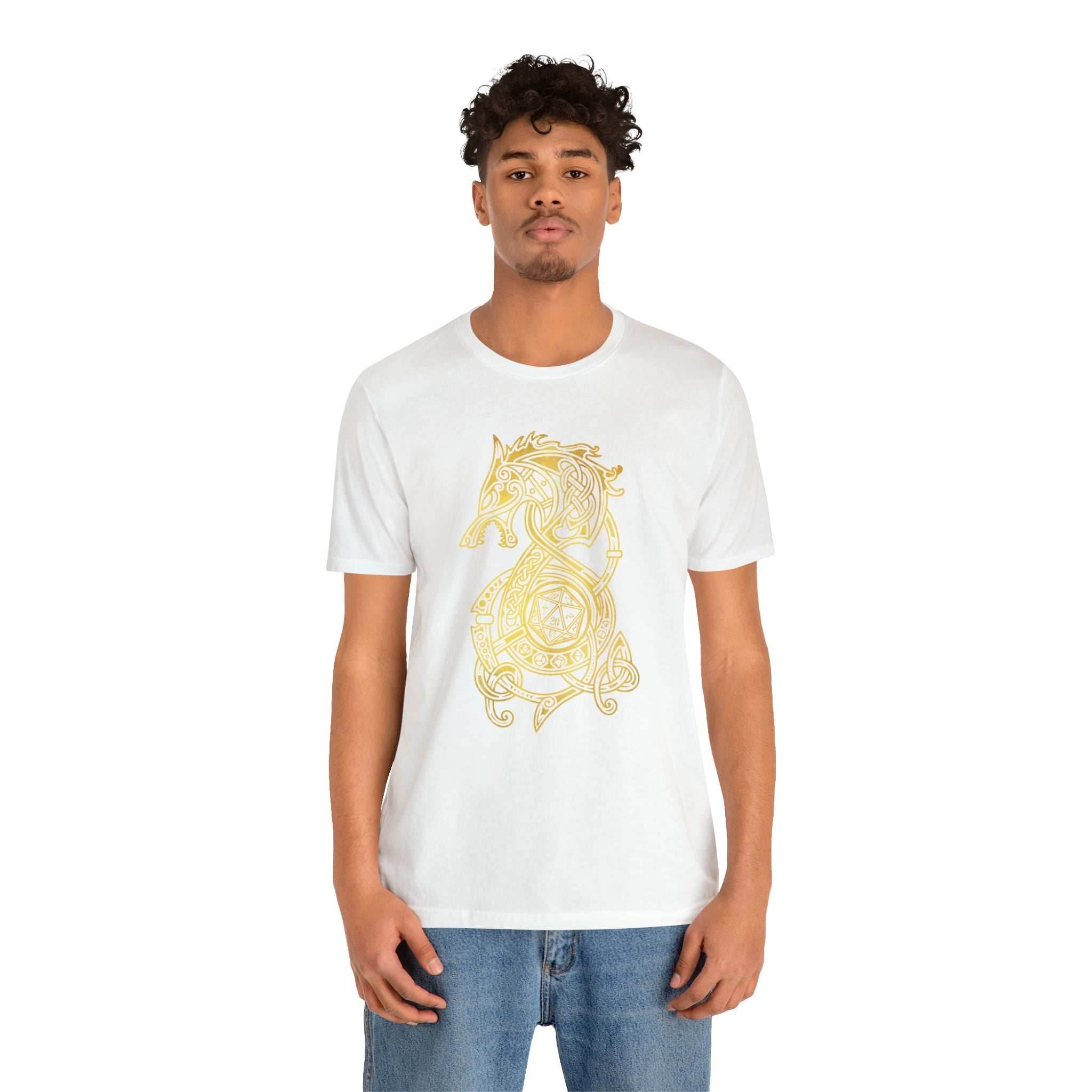 Golden Celtic Dice Dragon Shirt - Army / S