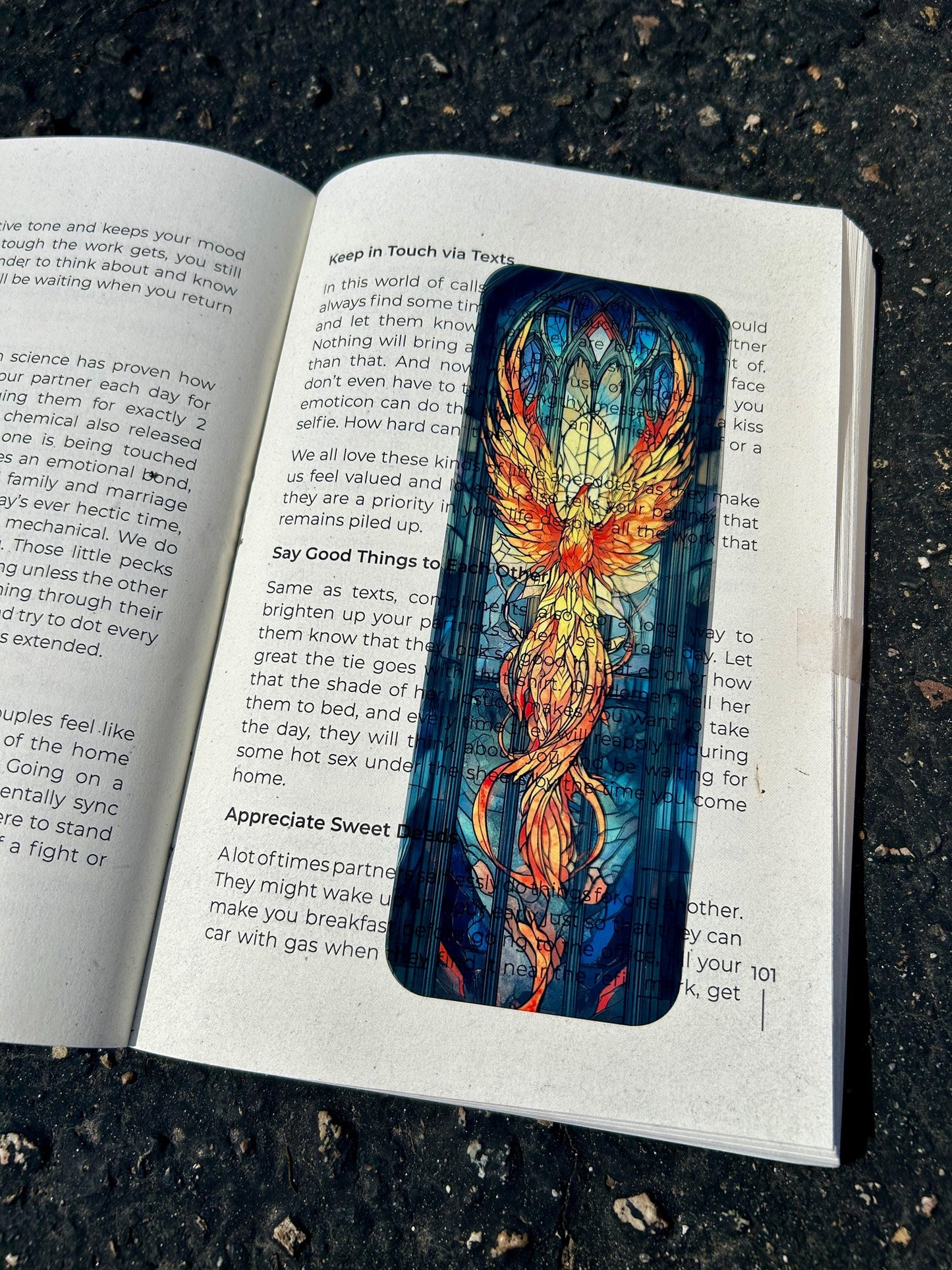 Stained Glass Phoenix Bookmark – Fiery Rebirth Renewal, Mythical Bird Art, Unique Gift for Book Lovers & Fantasy Fans