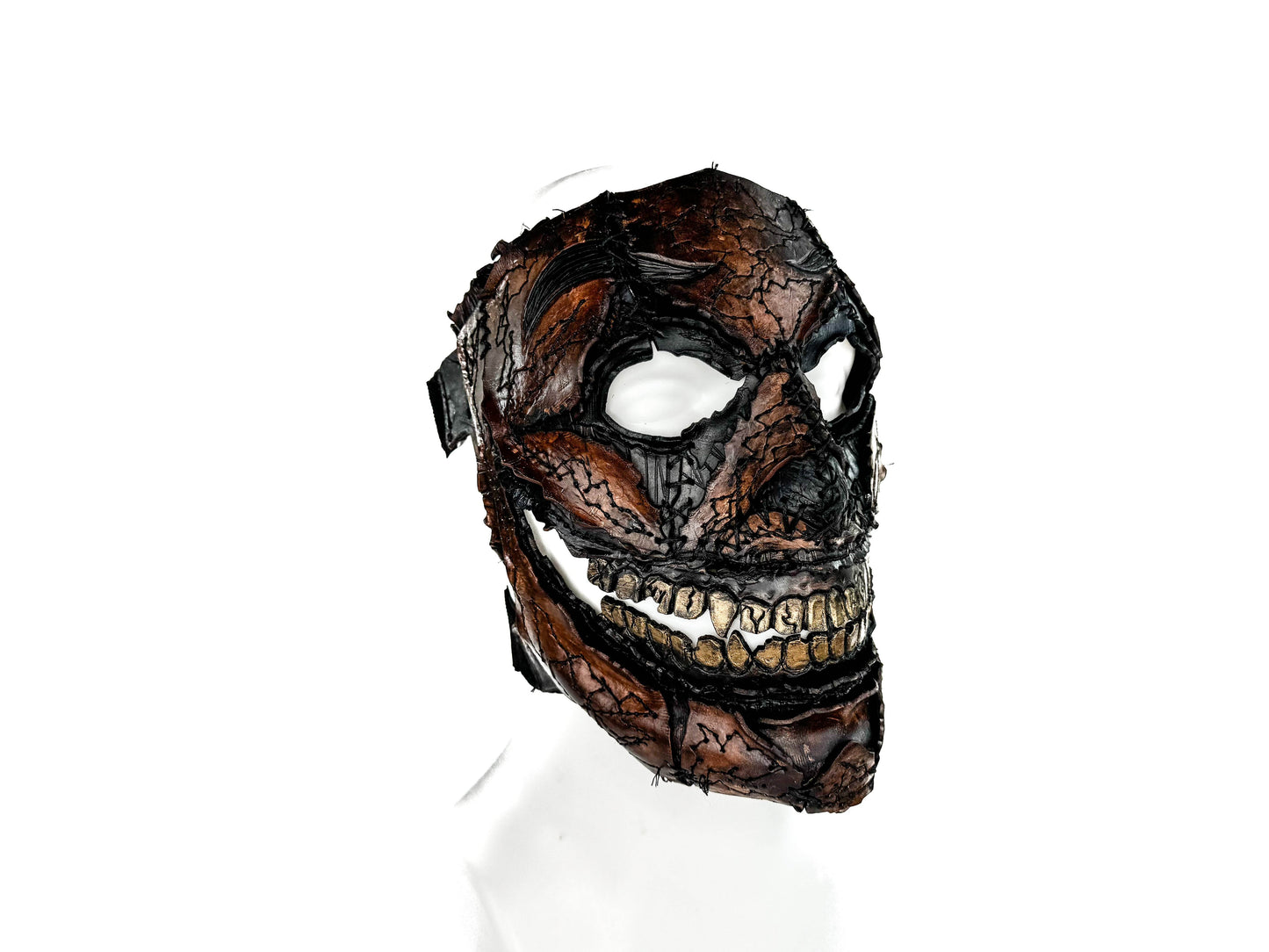 Genuine Leather Mask - GigaMyme Leatherface Edition - Handmade Mime Full Face Cover for Halloween, Performance or Cosplay Costume - 