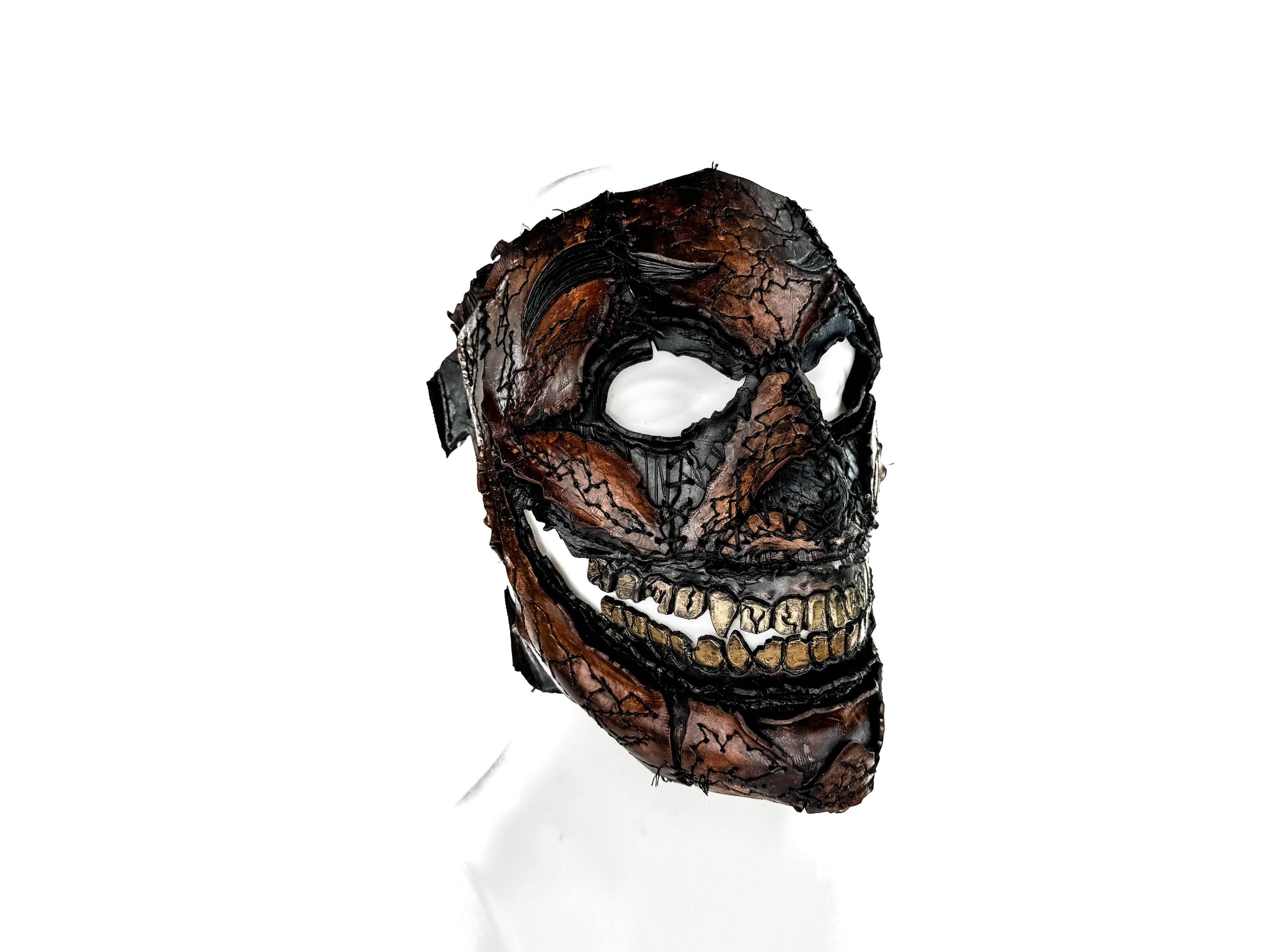 Genuine Leather Mask - GigaMyme Leatherface Edition - Handmade Mime Full Face Cover for Halloween, Performance or Cosplay Costume - 