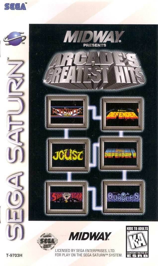Williams Arcade's Greatest Hits (Sega Saturn) - Game Manual Only