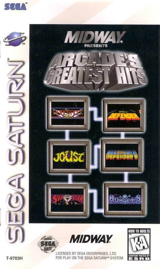 Williams Arcade's Greatest Hits (Sega Saturn) - Game Manual Only