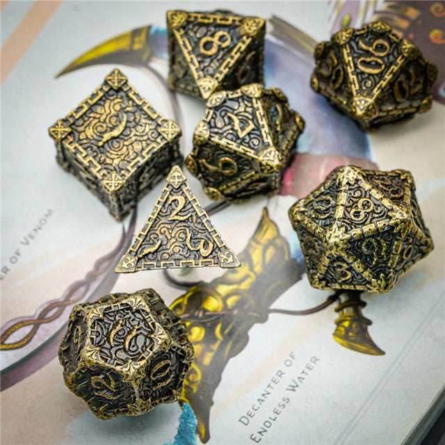 Gold Barrel Metal Dice（Dagger of Venom）7-Dice Udixi RPG - 
