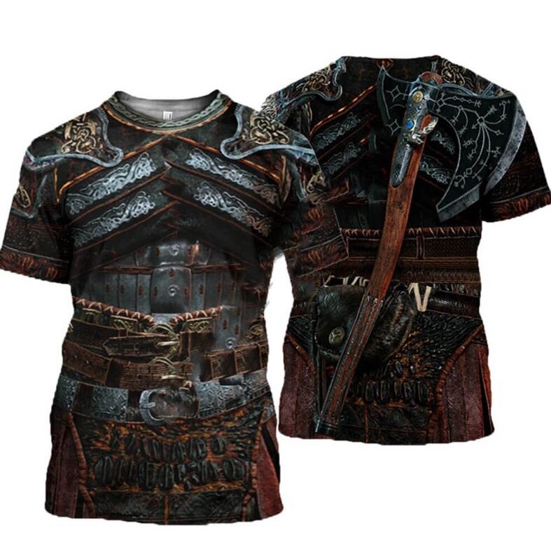 European And American Summer Retro Armor Picture 3D Digital Printing Short-sleeved T-shirt-DungeonDice1
