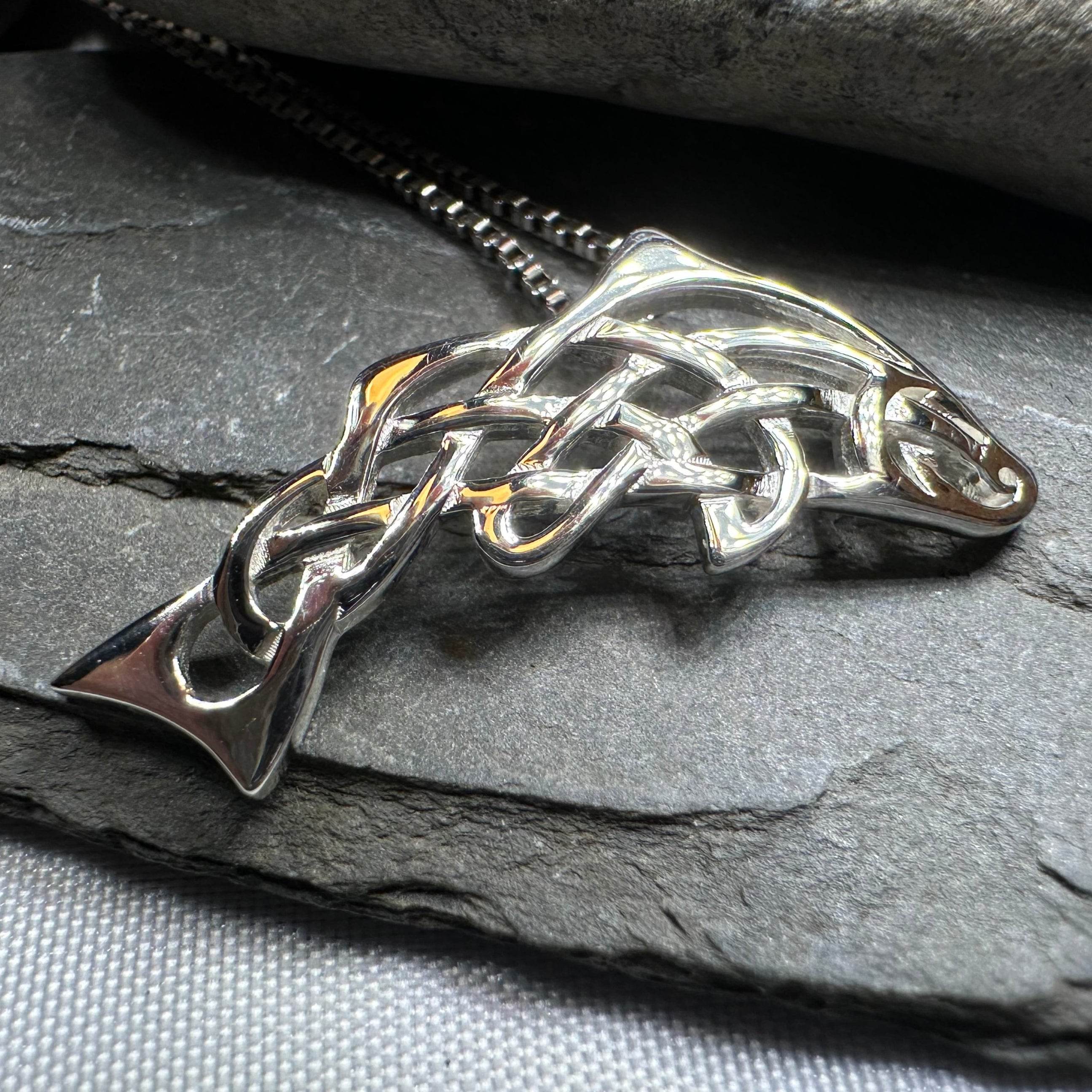 Celtic Salmon of Knowledge Necklace - 18