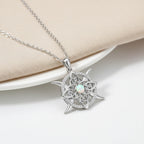Opal-Encrusted Diamond Celtic Knot Necklace