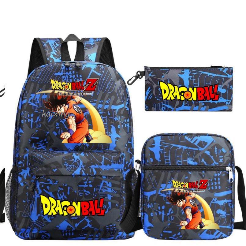 Dragon Ball Backpack Student Shoulder Bag Travel Bag 3-Piece Set