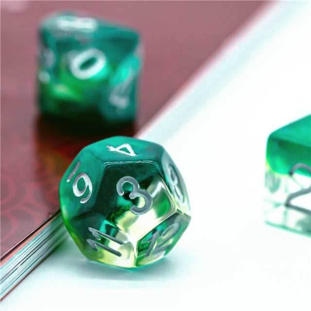 Green Demon Eye Dragon Eye Dice 7-Dice Set Resin Dungeons and Dragons Dice - 