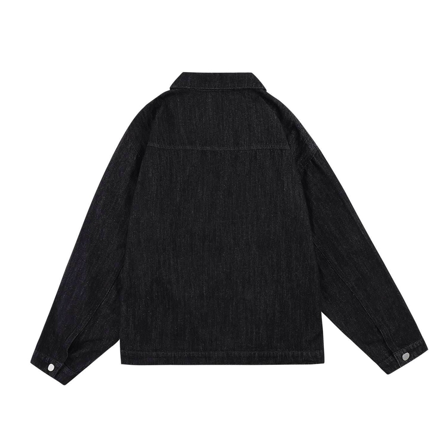 Crying Skeleton Denim Jacket - Black / M