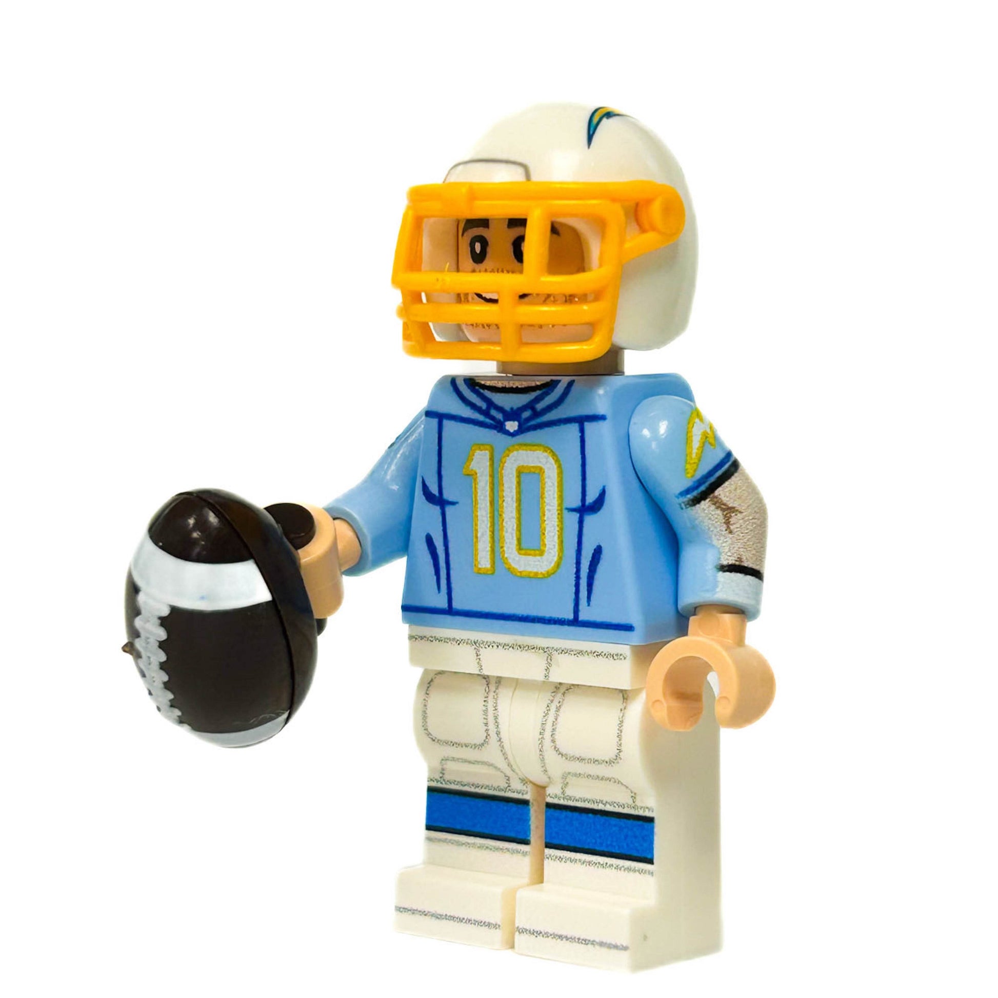 #10 QB LA Football Player Minifig made using LEGO parts - 